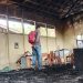 Kondisi ruang kelas SMP Karya yang terletak di Jalan Sakan V Kota Palangka Raya pasca terbakar, Kamis (27/11/19)
