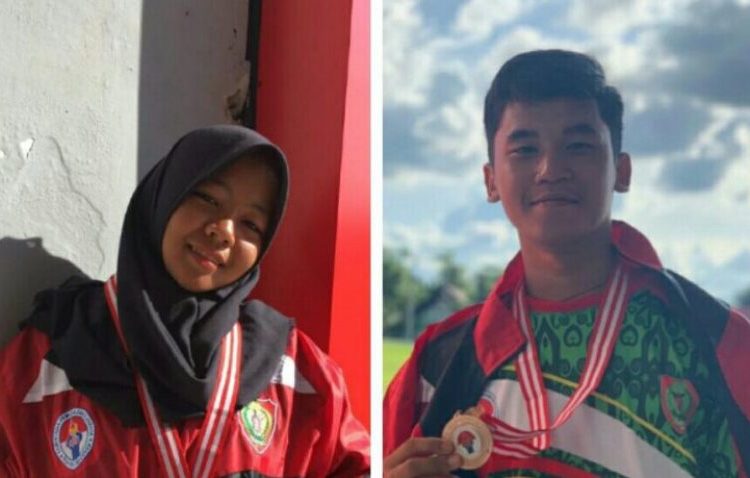 Putra Andre Sepenico (kanan) di kelas recurve putra dan Siti Nur Fatma pada kelas compund putri berhasil meraih perunggu pada Kejaraan Nasional Panahan Pusat Pembinaan dan Latihan Pelajar (PPLP) yang dilaksanakan tanggal 1-6 Desember 2019 di Palangka Raya