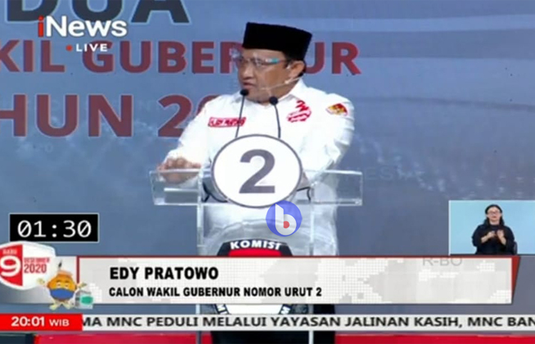 Tanpa Sugianto : Cawagub Kalteng Nomor Urut 2 H Edy Pratowo nampak tenang menghadapi rivalnya Ben-Ujang dalam debat publik kedua di Jakarta, Kamis (19/11/2020)