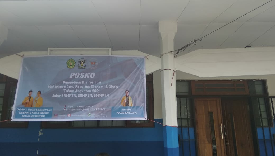 Ruangan i.1 FEB UPR sebagai sekretariat Posko Informasi untuk MABA tahun 2021