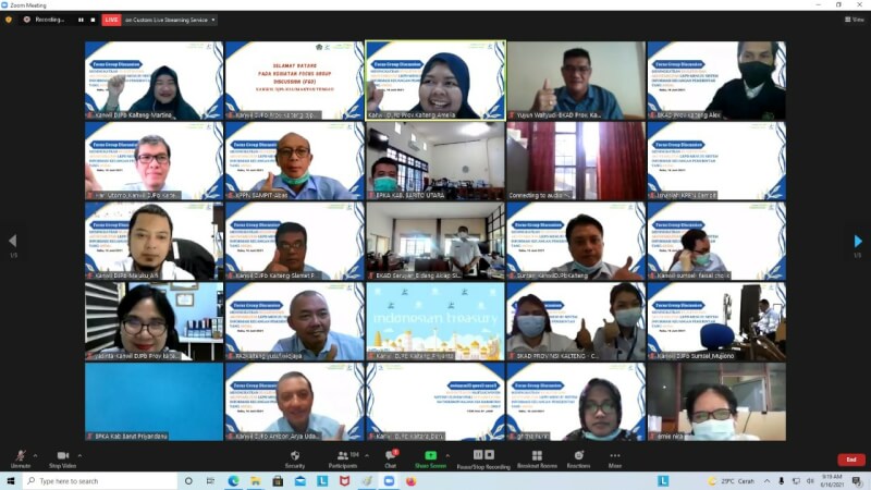 Pelaksanaan FGD secara virtual diikuti seluruh kepala BPKAD se-Kalteng. 
