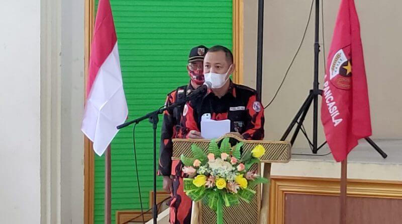 Bupati Barito Selatan (Barsel) H. Eddy Raya Samsuri saat membuka kegiatan musyawarah cabang I, srikandi dan sapma pemuda pancasila, di GPU Jaro Pirarahan Buntok, Senin (12/7/2021)