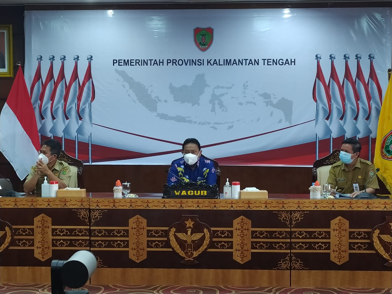 Wakil Gubernur Kalteng, H. Edy Pratowo, saat menghadiri secara virtual Peresmian Peluncuran Sistem Online Single Submission Berbasis Risiko di Kementerian Investasi/BKPM