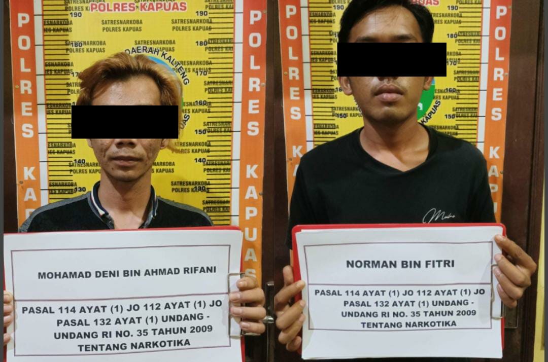 2 pelaku saat diamankan oleh pihak kepolisian Polres Kapuas