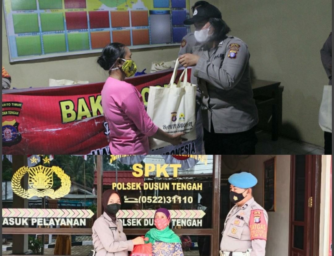 Jajaran Srikandi Polwan Polres Barito Timur saat menggelar Bakti Sosial (Baksos) dan berbagi dengan lansia