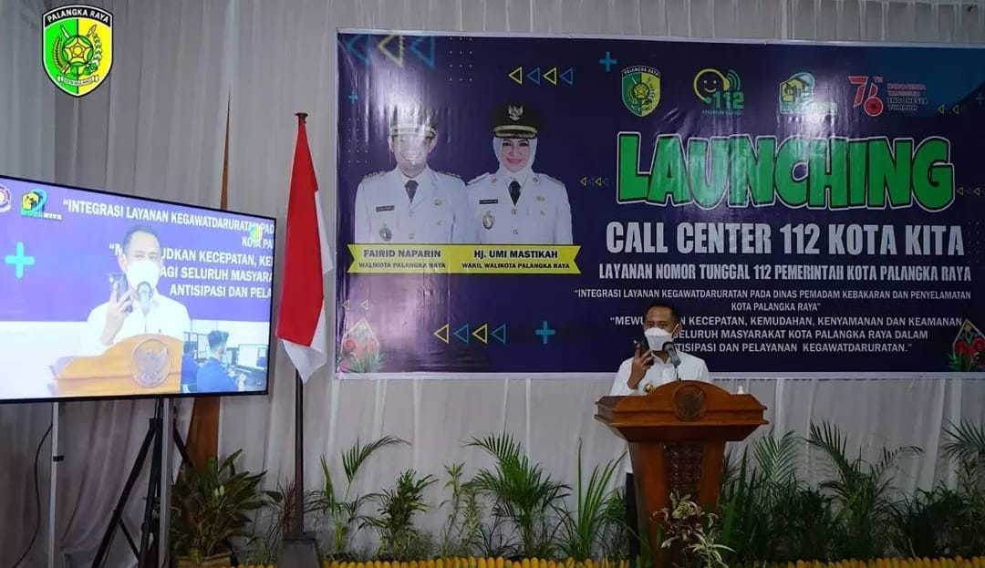 Wali Kota Palangka Raya, Fairid Naparin, meresmikan layanan cepat Emergency Call 112