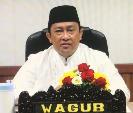 Wakil Gubernur Kalteng H. Edy Pratowo saat menghadiri secara virtual Pembinaan dan Pelatihan Peserta Kafilah Kalteng STQ Nasional XXVI Tahun 2021