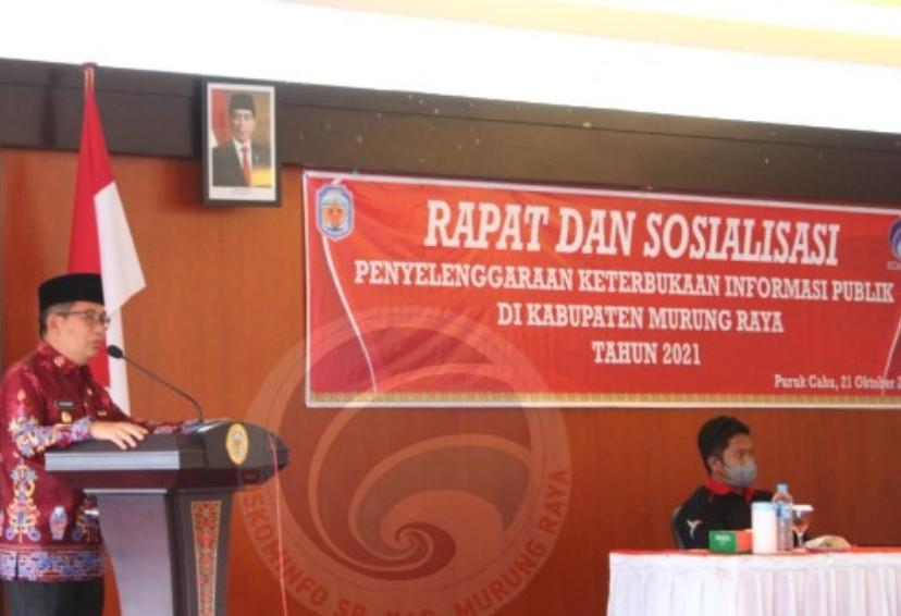 Wakil Bupati Murung Raya, Rejikinoor dalam kegiatan PKIP Kabupaten Murung Raya yang diselenggarakan oleh Dinas Komunikasi, Informatika, Statistik dan Persandian (Diskominfosp) Murung Raya di Aula Gedung B Lt. III Kantor Setda Jl. Letjend Soeprapto No. 1 Puruk Cahu, Kamis (21/10/2021)