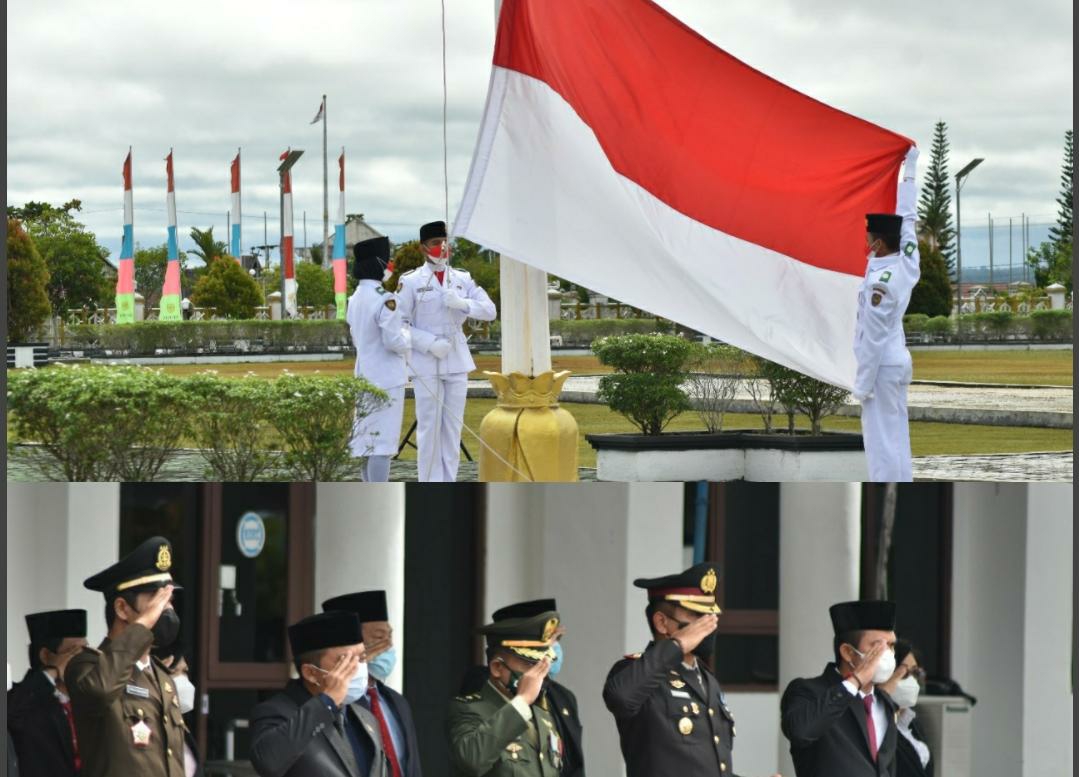 Pelaksanaan upacara dalam rangka Hari Pahlawan di Kantor Bupati Gumas, Rabu (10/11/2021) pagi