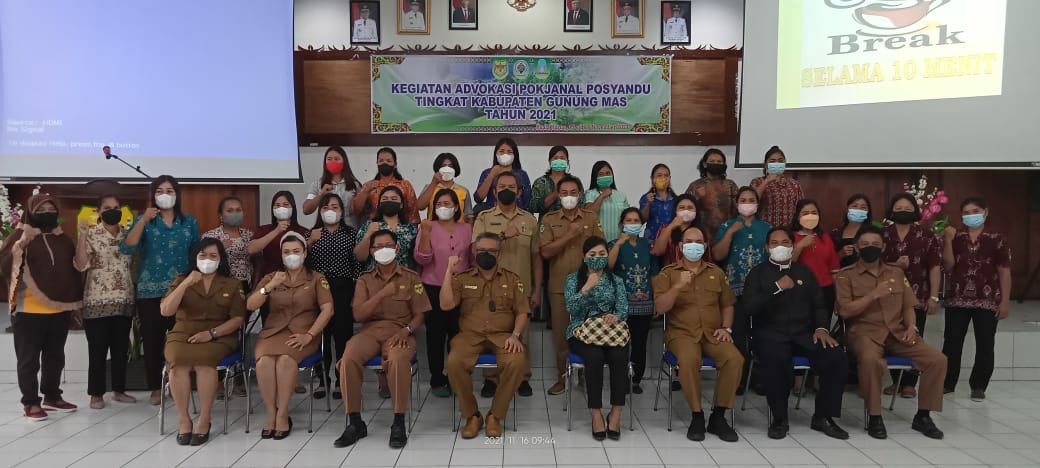 Kegiatan Advokasi Pokjanal Posyandu Tingkat Kabupaten Gunung Mas Tahun 2021 bertempat di Aula Bappedalitbang, Selasa (16/11/2021)