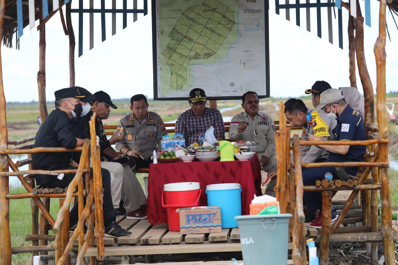 Wakil Gubernur Kalteng H. Edy Pratowo saat berada di kawasan pengembangan Food Estate di Desa Bentuk Jaya A5, Kecamatan Dadahup