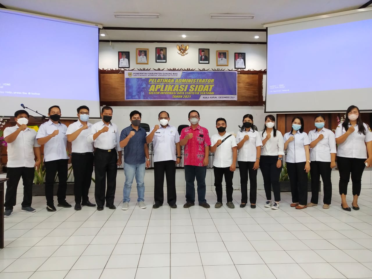 Acara Pelatihan Administrator Aplikasi Sidat (Sistem Informasi Data Statistik Sektoral) Kabupaten Gunung Mas Tahun 2021, di aula Bappedalitbang, Rabu (1/12/2021)