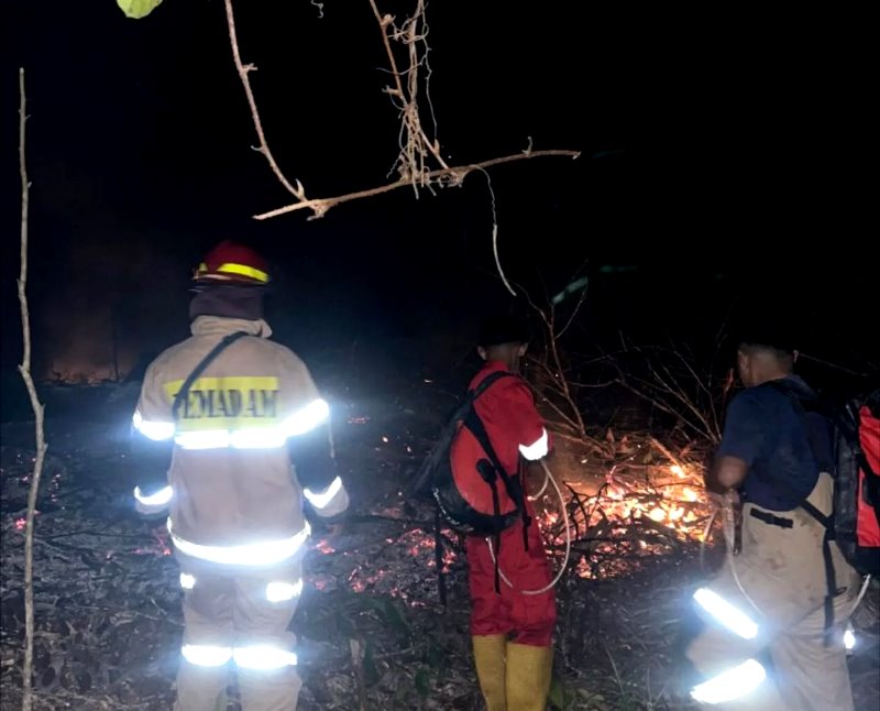 Badan Penanggulangan Bencana Daerah (BPBD) Kabupaten Barito Utara melakukan pemadaman Kebakaran Hutan dan Lahan (Karhutla) yang terjadi di Jalan Rapen, Kecamatan Teweh Tengah, Kabupaten Barito Utara.