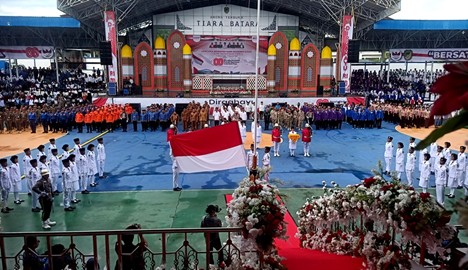 Peringatan Hut Ke 80 Ri Tingkat Kabupaten Barito Utara Langsung Dipimpin Langsung Oleh Pj Bupati Barito Utara Indra Gunawan