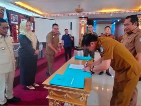 Pemerintah Kabupaten (Pemkab) Murung Raya menggelar Serah Terima Jabatan (Sertijab) Pejabat Pimpinan Tinggi Pratama di Gedung B Kantor Bupati Murung Raya
