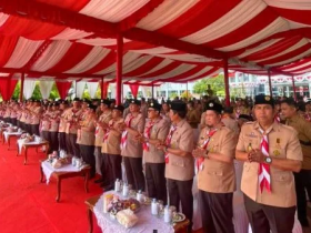 Bupati Katingan, Saiful, menghadiri Upacara Peringatan Hari Pramuka ke-64 Tingkat Provinsi Kalimantan Tengah yang digelar di halaman Kantor Gubernur Kalteng