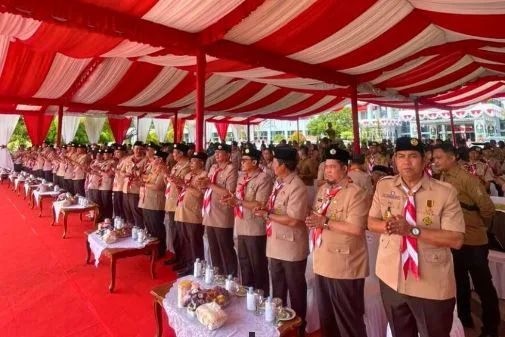 Bupati Katingan, Saiful, menghadiri Upacara Peringatan Hari Pramuka ke-64 Tingkat Provinsi Kalimantan Tengah yang digelar di halaman Kantor Gubernur Kalteng
